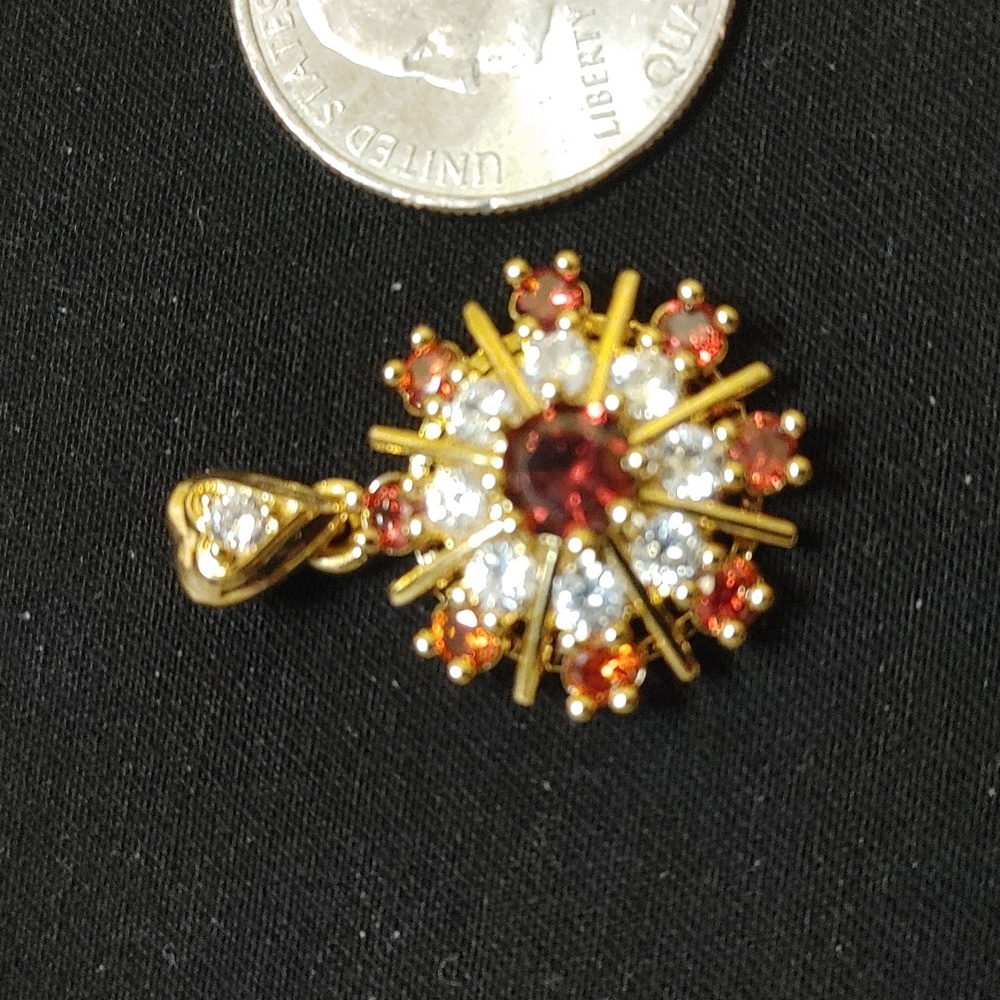 New simulated ruby cz gold filled pendant - Picture 5 of 9